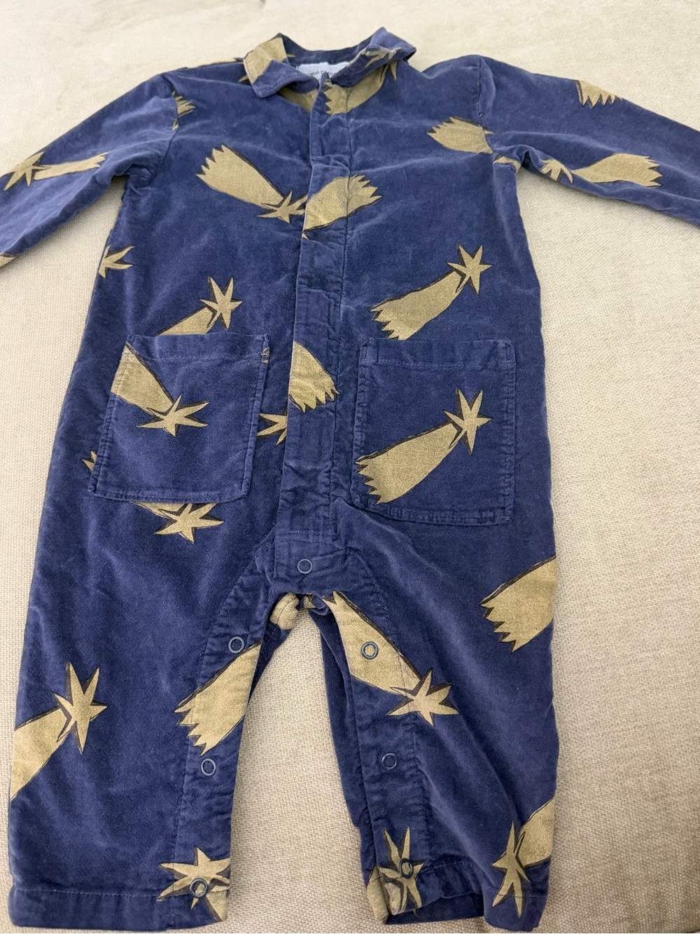Bobo Choses Navy and Khaki Zip-Up jumpsuit